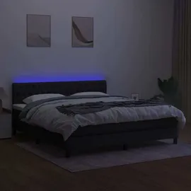 vidaXL Boxspringbett mit Matratze & LED Schwarz 180x200 cm Stoff