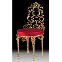 Casa Padrino Luxus Barock Esszimmer Stuhl Bordeauxrot / Gold - Handgefertigter Bronze Stuhl mit edlem Samtstoff - Barock Möbel - Luxus Esszimmer Möbel im Barockstil