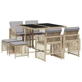 vidaXL Gartenmöbel-Set 9-tlg. Beige