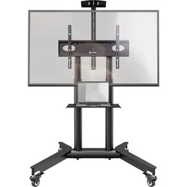 ONKRON TV Ständer rollbar für 32-75 Zoll Flach & Curved Fernseher bis 60 kg, Schwarz TS1571-B