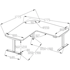 Mendler Eckschreibtisch HWC-D40 Braun
