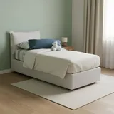 Talamo Italia Einzelbett Marianna, Containerbett mit Kunstlederbezug, 100% Made in Italy, seitliche Öffnung, inklusive Matratze 80x190 cm, Weiß - Talamo Italia