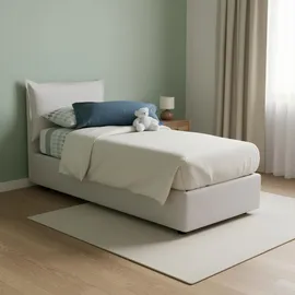 Talamo Italia Einzelbett Marianna, Containerbett mit Kunstlederbezug, 100% Made in Italy, seitliche Öffnung, inklusive Matratze 80x190 cm, Weiß - Talamo Italia