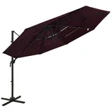 furnicato Sonnenschirm mit Aluminium-Mast 4-lagig Bordeauxrot 3x3 m, LxB: 300x300 cm rot