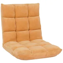 Mendler Bodensessel HWC-N43, Relaxsessel Bodenkissen Klappsessel 6 Relaxpositionen, stabiles Gestell Samt ~ hellbraun