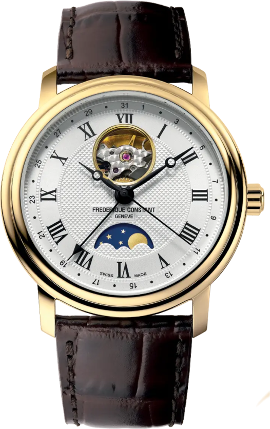 Frederique Constant Classics Heart Beat Moonphase Date FC-335MC4P5 - Guilloché,silber,braun - 40mm