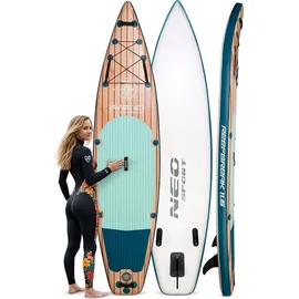 Neo-Sport Stand Up Paddle Board 350 x 81 x 15 cm Blau/Braun