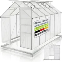 Juskys Gewächshaus Aluminium Silber HKP 4 mm 7,2 m2