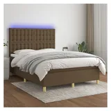 vidaXL Boxspringbett mit Matratze & LED Dunkelbraun 140x200 cm Stoff