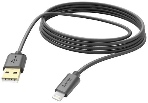 Hama USB-Ladekabel USB 2.0 Apple Lightning Stecker, USB-A Stecker 3.00m Schwarz 00201582