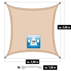 AMANKA 2x2m Sonnensegel Viereckig Wasserdicht - Sonnenschutz Segel Set mit Befestigung