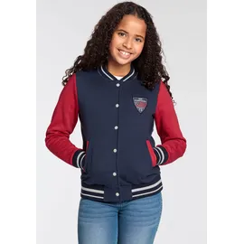 delmao Sweatjacke "für Mädchen", Mädchen, Gr. 140/146, blau (marine, rot), angeraute Sweatware, Obermaterial: 100% Baumwolle, colorblocking, Basic hüftlang, Bündchen, Sweatjacken Sweatjacke, im College-Style