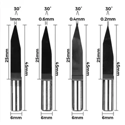 TwoTrees 6-shank CNC flat bottom sharp knife, Größe: 6x25x30°x0.4x45mm