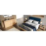 Schlafzimmer Möbel 3tlg. Set Bett Massivholz Nachttische 2x Betten Echtes Holz