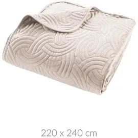 Douceur d'intérieur Tagesdecke, gesteppt (220 x 240 cm) und 2 Kissenbezüge (60 x 60 cm), Natur, einfarbiger Samt