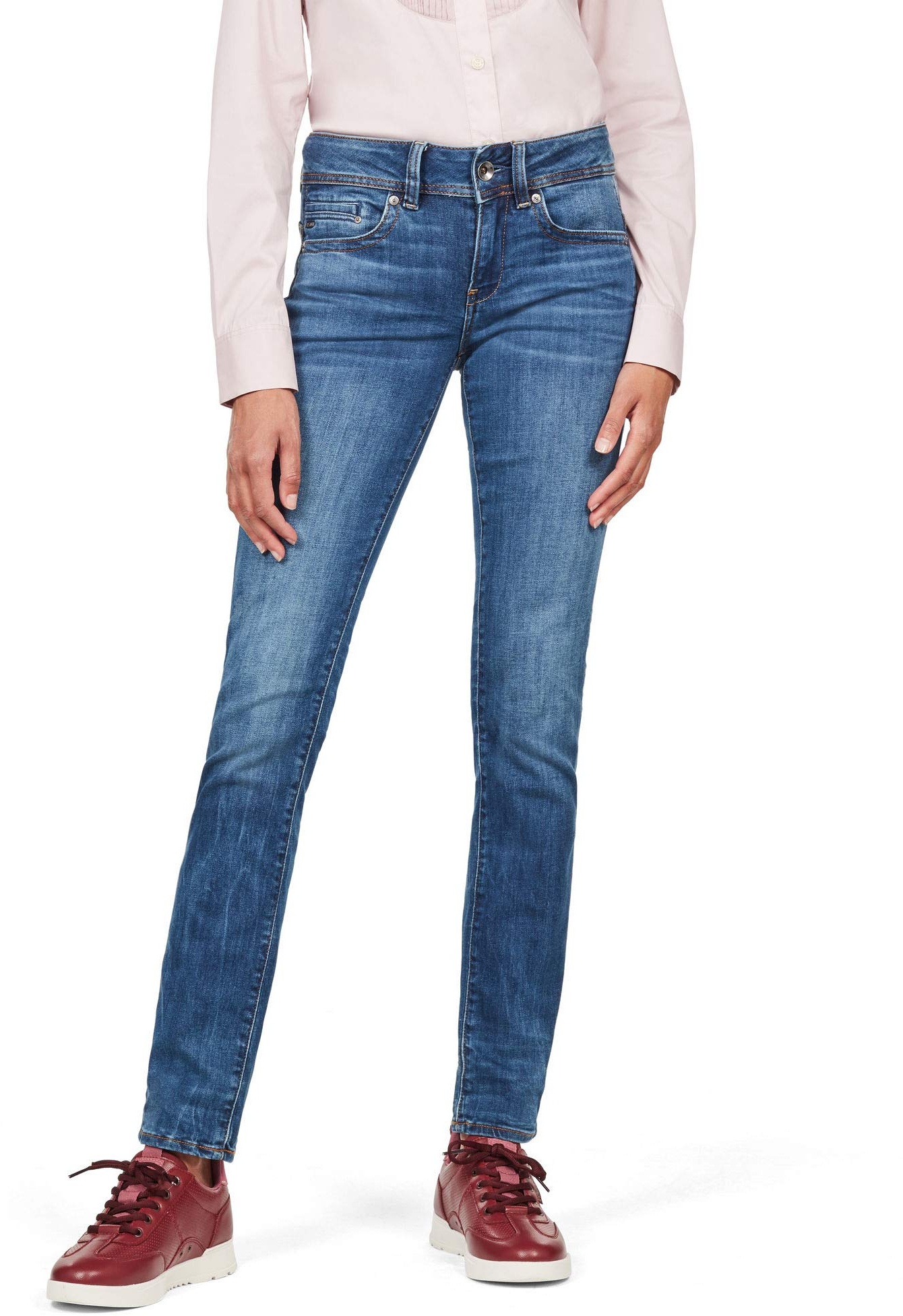 G-STAR RAW Damen Midge Saddle Straight Jeans, Mehrfarben (medium indigo aged D07145-8968-6028), 27W / 32L