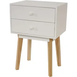 Mendler Kommode Malmö T271, Beistelltisch Nachttisch Schrank, Retro-Design 59x40x30cm ~ Schublade weiß