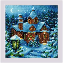 Riolis Kreuzstich Set Schneefall im Wald, Zählmuster, 20x20cm