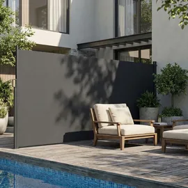 Outsunny Seitenmarkise 5 x 185 cm grau Aluminium