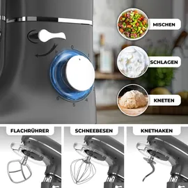 fentic Küchenmaschine mit Nudelmaschine 2000W Grau