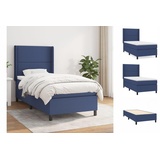 vidaXL Boxspringbett mit Matratze Blau 90x190 cm Stoff