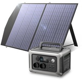 ALLPOWERS Solargenerator R600, 299WH LiFePO4 Batterie, 2x 600W (1200W Spitze) AC Ausgang Tragbare Powerstation mit 100W Solarpanel, Mobile Stromversorgung für Garten Reise Camping Wohnmobil Notfall