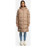 Marikoo Winterjacke (S-3XL) - Steppjacke, lang geschnitten, gefütterte Kapuze mit Kordelzug, Warme Jacke Frauen - N024 (3XL, Taupe-Grey) - 3XL