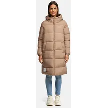 Marikoo Winterjacke (S-3XL) - Steppjacke, lang geschnitten, gefütterte Kapuze mit Kordelzug, Warme Jacke Frauen - N024 (3XL, Taupe-Grey) - 3XL