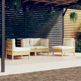 vidaXL Garten-Lounge-Set 4-tlg. beige Kiefer
