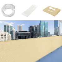 Balkon Sichtschutz Ohne Bohren 125 x 125 cm Windschutz Sonnenschutz Balkon Verkleidung mit Ösen Kabelbinder Und Kordel für Garten Balkon Zaun Terrassen, Creme Farben