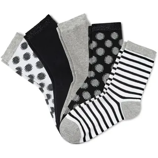 Tchibo - 5 Paar Socken - Damen - Gr. 31-34 - schwarz/gepunktet