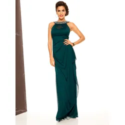 Abendkleid HEINE "Abendkleid", Damen, Gr. 42, Normalgrößen, grün (smaragd), 100% Polyester, unifarben, lang, Rundhals, ohne Ärmel, Kleider, Topseller