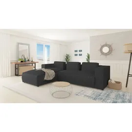 s-style möbel Modernes Ecksofa Porto aus Grau Cord und weichem Sitz,