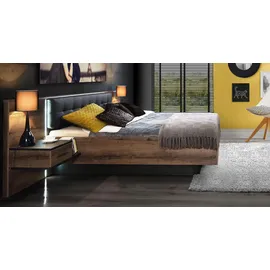 Forte Bettanlage "Bellevue", grau (schlammeichefarben, kunstleder anthrazit), B/H: 180cm x 200cm, Schlafzimmermöbel-Sets, Bettgestell, inkl. Lichtleiste im Kopfteil