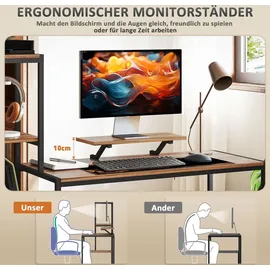 Homcom Schreibtisch Computertisch mit Monitorständer, CPU-Ständer, Bürotisch mit Druckerablage, PC Tisch mit 4 Regalen, Modern-Design für Home ... - Braun