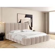 WFL GROUP Polsterbett Serenity mit Bettkasten Beige Samt 120x200 cm