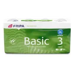 Fripa Toilettenpapier Basic, 3-lagig, recycelt 1510820 , 1 Packung = 8 Rollen à 250 Blatt
