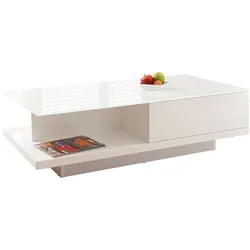 Couchtisch 60x120 weiss Glas Sofatisch Wohnzimmertisch Beistelltisch Tisch