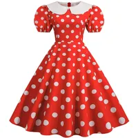 60er Jahre Kleider Damen, Rockabilly Kleider Damen 50er 60er Jahre Kurzarm Polka Dots Coctailkleid Vintage Swing Kleider Hochzeit Festlich Knielang Kleid Tunika Partykleid Ballkleid Faschingskostüme