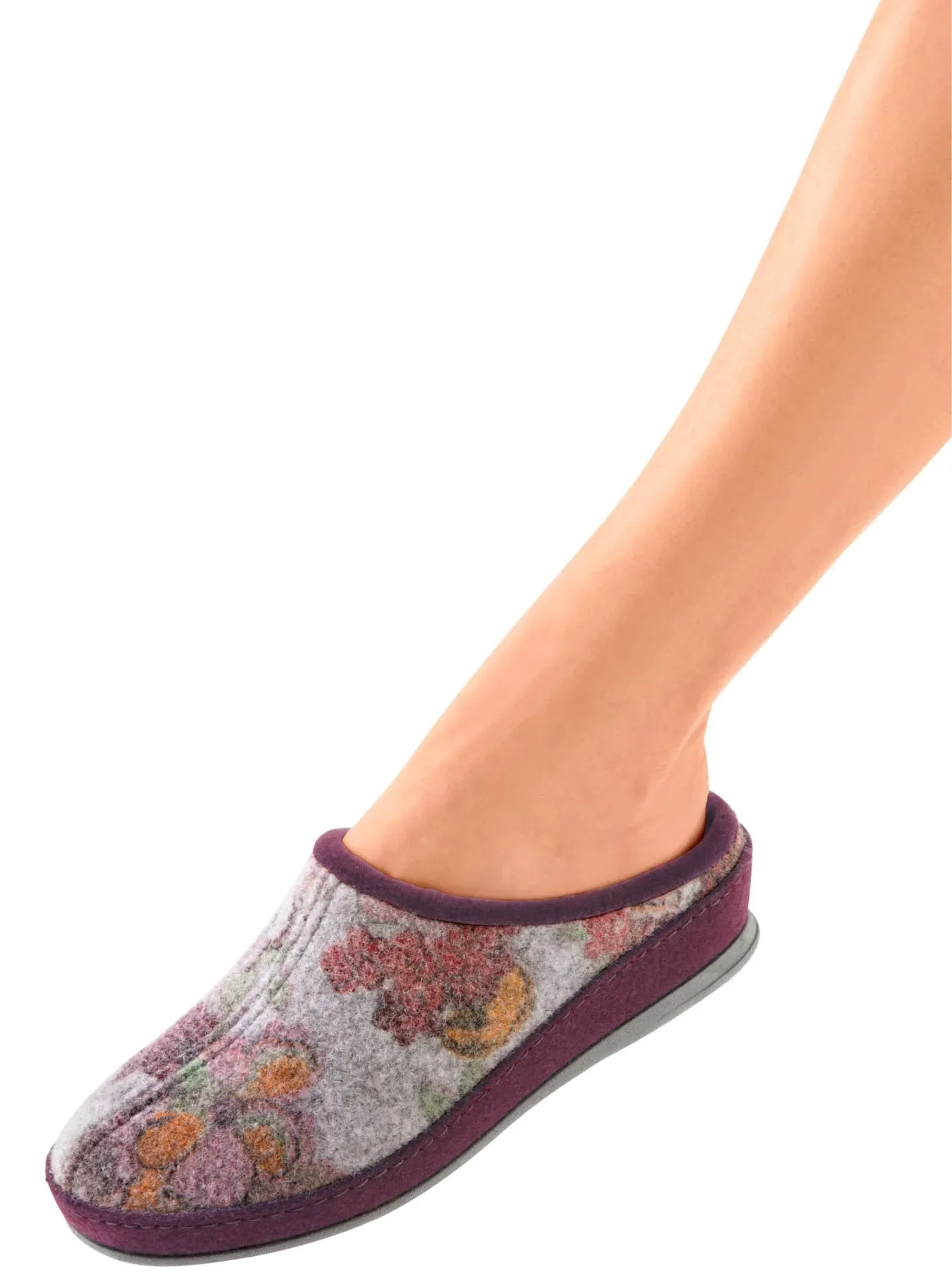 Pantoffel SCHAWOS, Damen, Gr. 41, rot (bordeaux, bedruckt), Textil, Schuhe