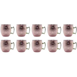 AcMax 10 Stück Moscow Mule Becher Kupferbecher gehämmert Cocktail Tasse mit Hammerschlag