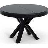WFL GROUP Runder Ausziehbarer Esstisch 120 x 76 cm schwarz