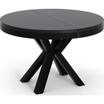 WFL GROUP Runder Ausziehbarer Esstisch 120 x 76 cm schwarz