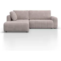 Wohnlandschaft Gia mit Schlaffunktion Hellgrau Cord