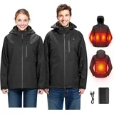 Vevor Beheizte Jacke für Damen mit 7,4-V-Akku, elektrischer Softshell-Heizmantel, winddichte, Heizjacke, leichte Oberbekleidung mit 5 Heizzonen und 3 Heizstufen, maschinenwaschbar, L