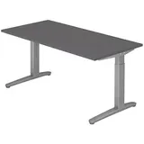 HAMMERBACHER XB16 höhenverstellbarer Schreibtisch grafit rechteckig, C-Fuß-Gestell silber 160,0 x 80,0 cm