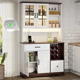 Okwish Buffetschrank 105 x 40 x 185 cm Natur/Weiß