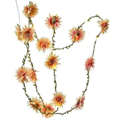 LED Lichterkette Dahlien Blüten Blumengirlande Timer L: 2,9m creme