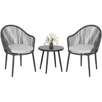 Outsunny 3-teilige Rattan Gartenmöbel-Set
