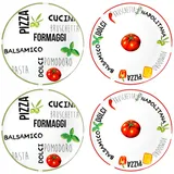Mambocat Pizzateller Tomate Ø 31 cm 4er Set Grün/Rot/Weiß